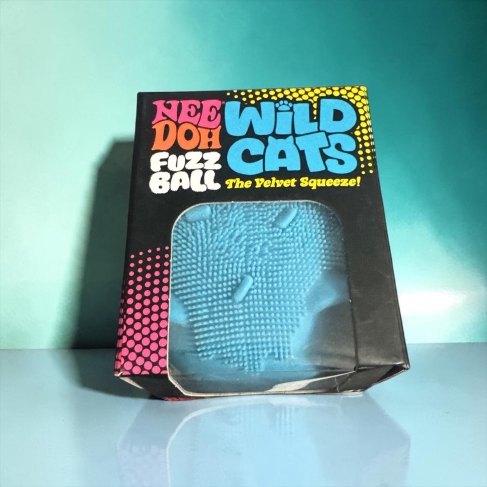 Nee Doh Fuzz Wild Cats Gel Squeeze Ball Stress Reliever, Blue, 3 in